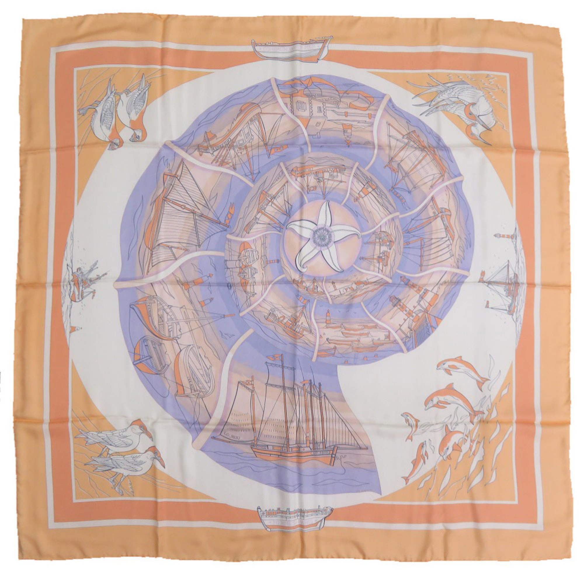 Hermes Authentic Orange Silk Scarf